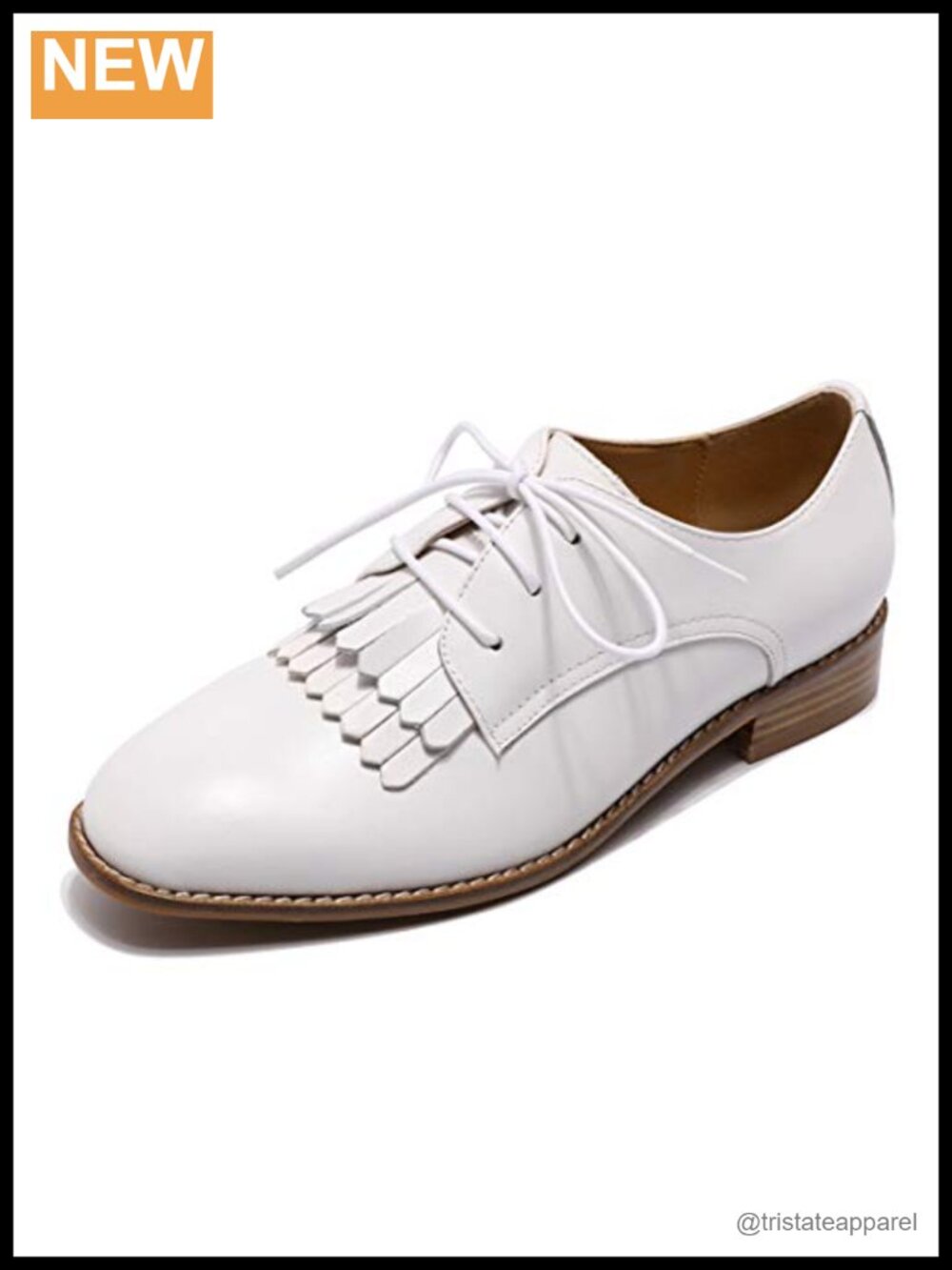Women's Sheepskin Leather Oxfords Lace Up Tassel Work Flats